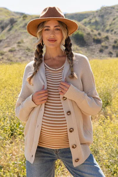 Pinkblush Basic Ribbed Cardigan Sweater In Neutral