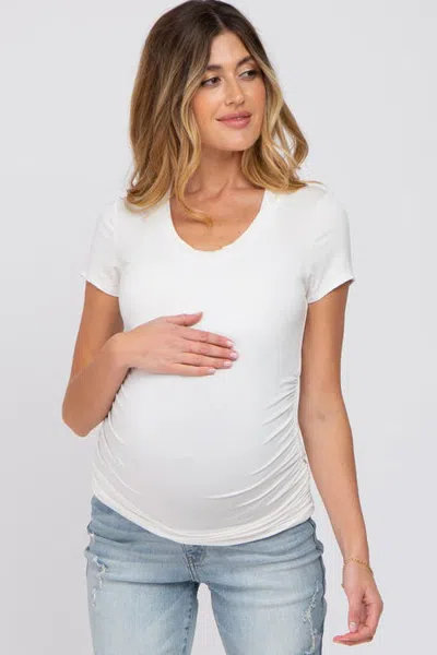 Pinkblush Basic Short Sleeve Maternity Fitted Top In White