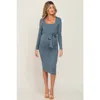 Pinkblush Basic Square Neck Midi Dress In Blue