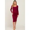 Pinkblush Basic Square Neck Midi Dress In Burgundy