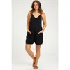Pinkblush Basic V-neck Romper In Black