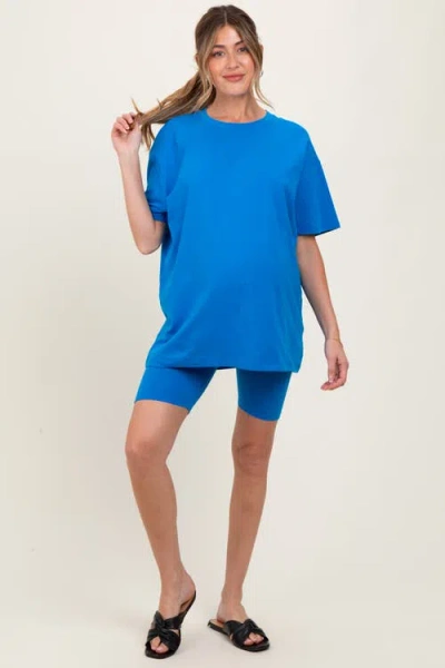 Pinkblush Biker Shorts Set In Blue