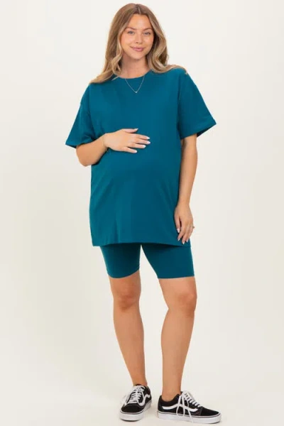 Pinkblush Biker Shorts Set In Blue