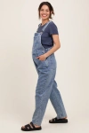 Pinkblush Blue Wash Rolled Cuff Denim Overalls In Blue