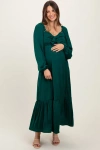 Pinkblush Bow Satin Maxi Dress In Green