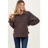 Pinkblush Brushed Knit Button Collar Pullover In Brown