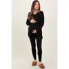 Pinkblush Brushed Knit Oversized Top And Legging Set In Black