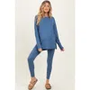 Pinkblush Brushed Knit Oversized Top And Legging Set In Blue