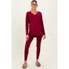 Pinkblush Brushed Knit Oversized Top And Legging Set In Burgundy