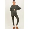 Pinkblush Brushed Knit Oversized Top And Legging Set In Green