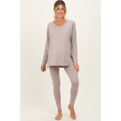 Pinkblush Brushed Knit Oversized Top And Legging Set In Neutral