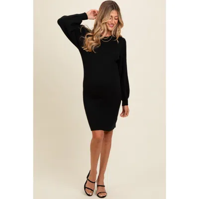 Pinkblush Bubble Sleeve Sweater Dress In Black