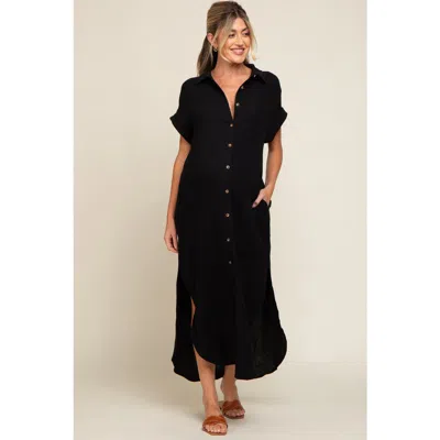 Pinkblush Button Down Midi Dress In Black