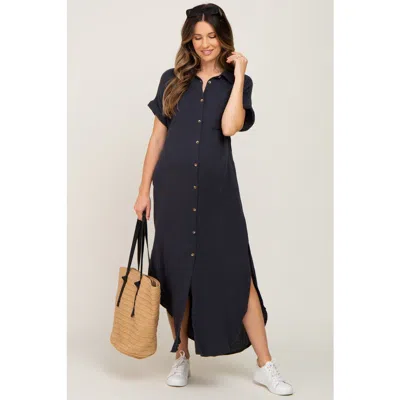 Pinkblush Button Down Midi Dress In Gray