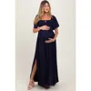 Pinkblush Chambray Smocked Maxi Dress In Black