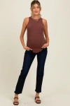 Pinkblush Classic Ankle Slim Straight Leg Maternity Jeans In Blue