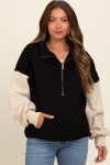 Pinkblush Coloblock Half Zip Hoodie In Black