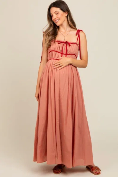 Pinkblush Contrast Ribbon Trim Maxi Dress