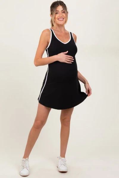 Pinkblush Contrast Trim Romper Dress In Black