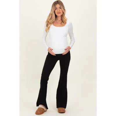 Pinkblush Contrast Waistband Flared Lounge Pants In Black
