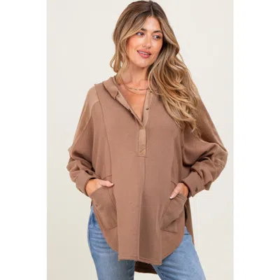 Pinkblush Corduroy Contrast Oversized Hoodie In Brown