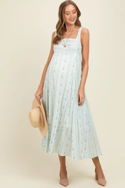 Pinkblush Cotton Floral Square Neck Sleeveless Maxi Dress In Multi