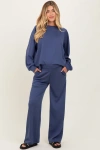 Pinkblush Crewneck Pullover Pant Set In Blue