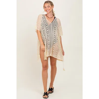 Pinkblush Crochet Knit Swim Cover Up In Neutral