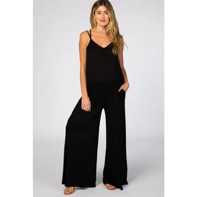 Pinkblush Cross Back Wide Leg Jumpsuit In Black