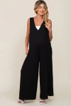 Pinkblush Deep V Sleeveless Wide Leg Jumpsuit In Black