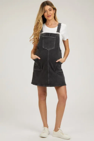 Pinkblush Denim Overall Dress In Black