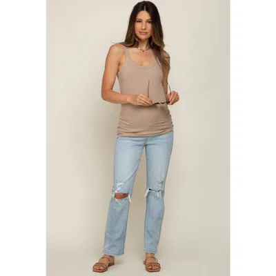 Pinkblush Distressed Knee Maternity Jeans In Blue