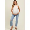 Pinkblush Distressed Open Knee Ankle Straight Leg Jeans In Blue