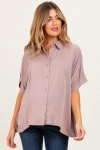 Pinkblush Dolman Sleeve Button Down Blouse In Brown
