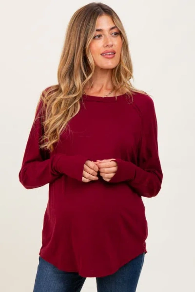 Pinkblush Exposed Seam Long Sleeve Top In Red