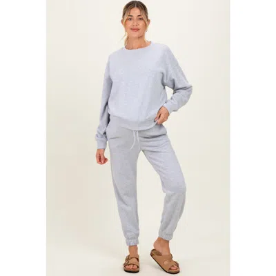 Pinkblush Fleece Long Sleeve Pullover & Jogger Set In Blue