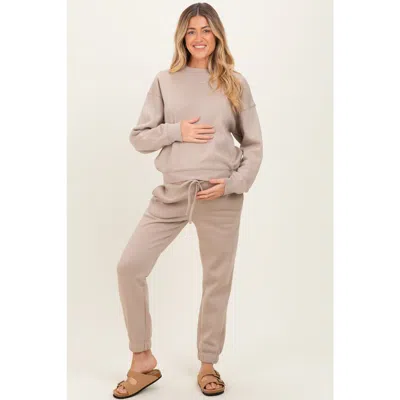 Pinkblush Fleece Long Sleeve Pullover & Jogger Set In Gray