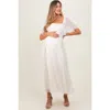 Pinkblush Floral Applique Flutter Sleeved Midi Dress In White