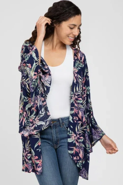 Pinkblush Floral Bell Sleeve Cover Up In Blue