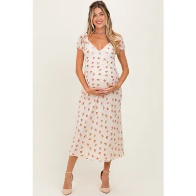 Pinkblush Floral Chiffon Maxi Dress In White