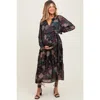 Pinkblush Floral Chiffon Ruffle Tiered Midi Dress In Black