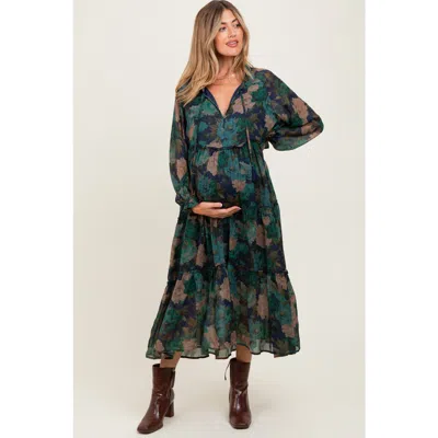 Pinkblush Floral Chiffon Ruffle Tiered Midi Dress In Multi