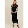 Pinkblush Floral Mesh Overlay Fitted Maxi Dress In Black