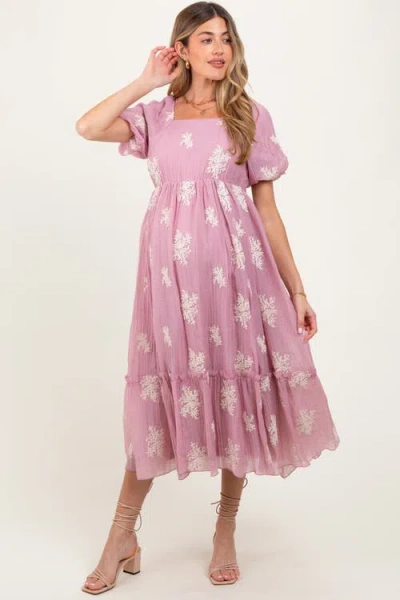 Pinkblush Floral Print Ruffle Hem Midi Dress