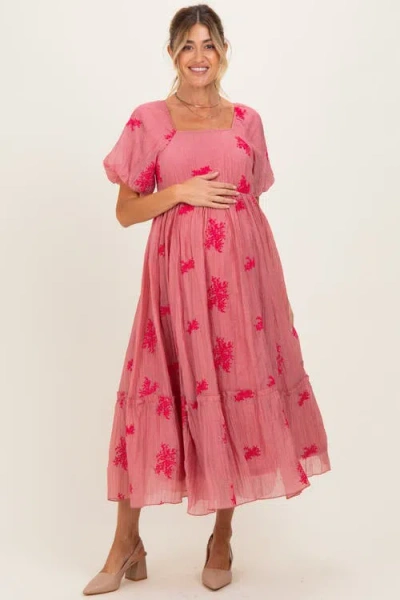 Pinkblush Floral Print Ruffle Hem Midi Dress
