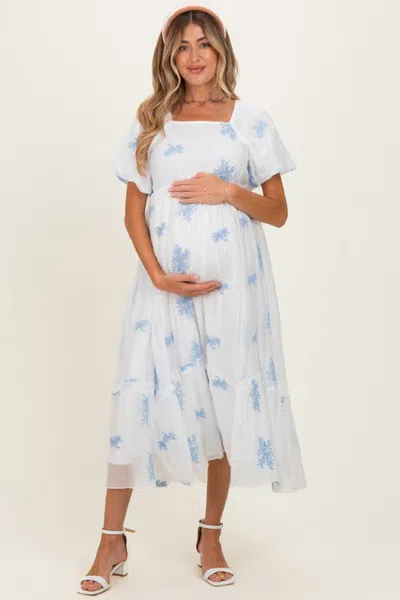 Pinkblush Floral Print Ruffle Hem Midi Dress In Ivory