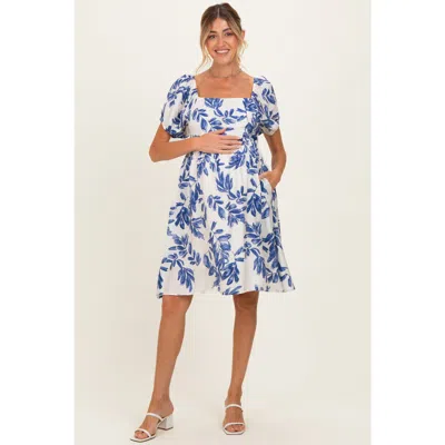 Pinkblush Floral Puff Sleeve Dress In Blue