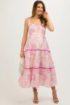 Pinkblush Floral Sleeveless Ruffle Tiered Midi Dress
