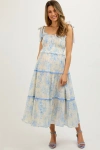 Pinkblush Floral Sleeveless Ruffle Tiered Midi Dress In Multi