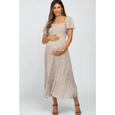 Pinkblush Floral Smocked Maxi Dress In Multi
